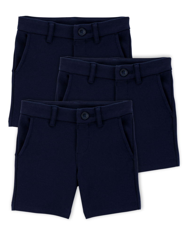 Toddler 3-Pack Ponte Knit Uniform Shorts - Navy, image 1 of 6 slides