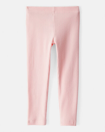 Toddler Girl Cotton Ribbed Stretch Leggings - Pink, 