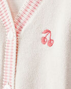 Baby Girl Cherry Cotton Long-Sleeve Sweater - Ivory, image 2 of 4 slides