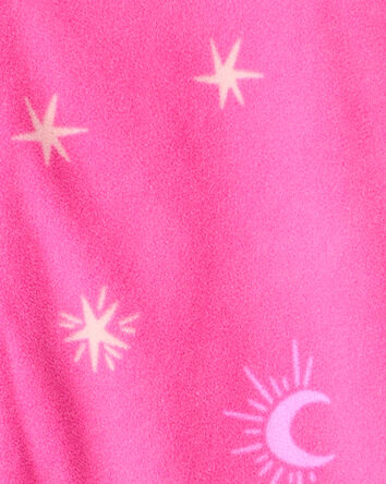Kid 1-Piece Moon & Stars Fleece Footie Pajamas - Pink, 