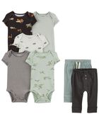 Baby 7-Piece Short-Sleeve Bodysuits & Pull-On Pants Set, image 1 of 12 slides