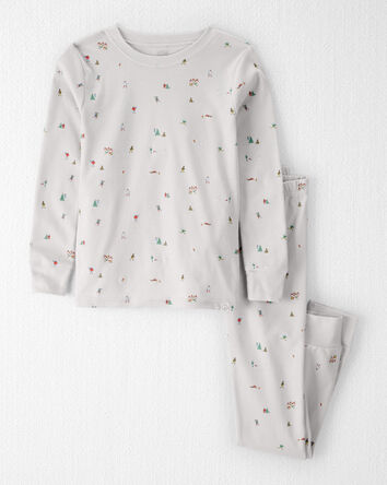 Kid Organic Cotton Pajamas in Frosted Trail Print, 