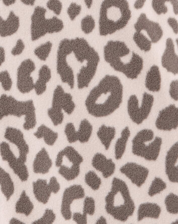 Girls Leopard Fleece Long-Sleeve Snug Fit 1-Piece Pajamas - Brown, 