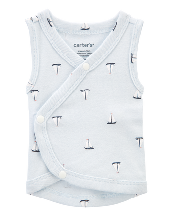 Baby Boy Preemie Sailboat Tank - Blue, 