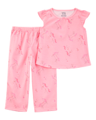 Toddler Girl Unicorn Print Loose Fit 2-Piece Pajamas - Pink, image 1 of 3 slides