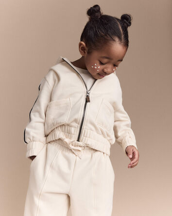 Toddler Girl Zip-Up Hoodie - Cream, 