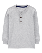 Baby Boy Long-Sleeve Henley Tee - Grey, image 1 of 3 slides