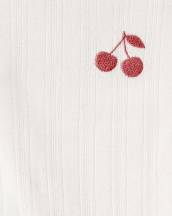 Kid Cherry Embroidered Long-Sleeve Top - Ivory, 