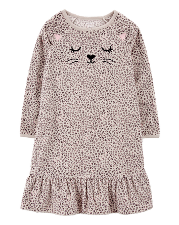 Kid Leopard Fleece Nightgown, 