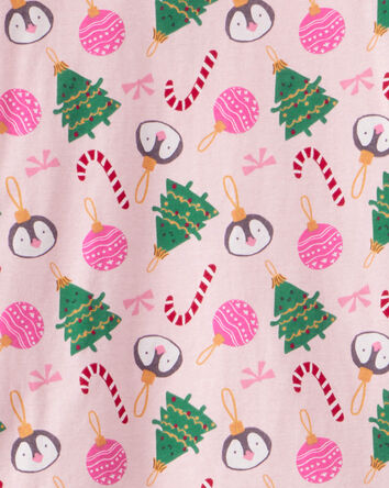 Adult Pink Ornaments 100% Cotton Long-Sleeve Snug Fit 2-Piece Pajamas - Pink, 