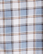 Baby Boy Plaid Cotton Long-Sleeve Button-Down Fashion Bodysuit - Blue, image 3 of 4 slides