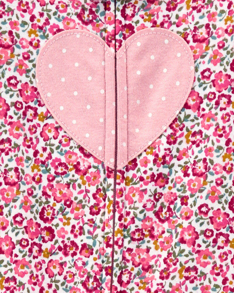 Baby 1-Piece Heart Floral Fleece Footie Pajamas
, image 2 of 4 slides