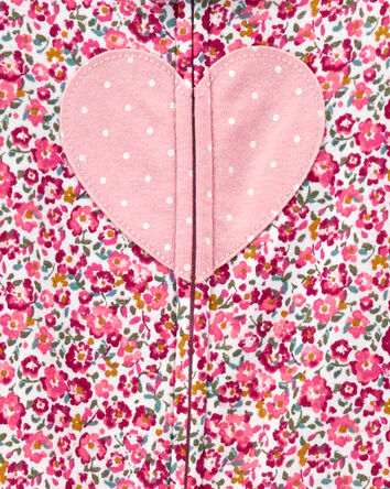 Baby 1-Piece Heart Floral Fleece Footie Pajamas
, 