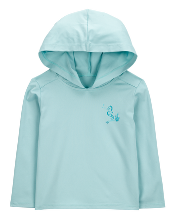 Toddler UPF 50+ Sun Protection Seahorse Moisture Wicking Active Pullover - Blue, 