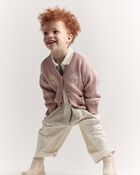 Toddler Girl Star & Moon Pocket Cardigan - Light Pink, image 5 of 7 slides