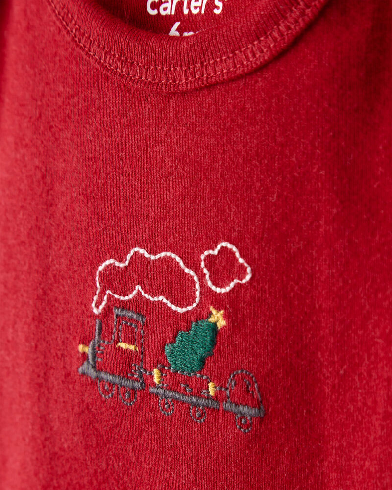 Baby Boy 3-Piece Train Print Long-Sleeve Bodysuits & Pant Set - Red/White, image 2 of 7 slides