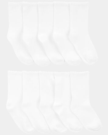 Girls 10-Pack Scallop Crew Socks, 