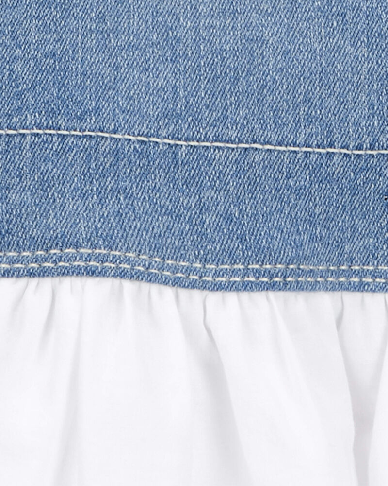 Toddler Stretch Denim Eyelet Jumper Dress, image 3 of 5 slides