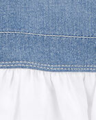 Toddler Stretch Denim Eyelet Jumper Dress, image 3 of 5 slides