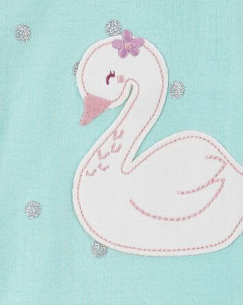 Toddler Girl 1-Piece Swan Print 100% Snug Fit Cotton Footie Pajamas, 