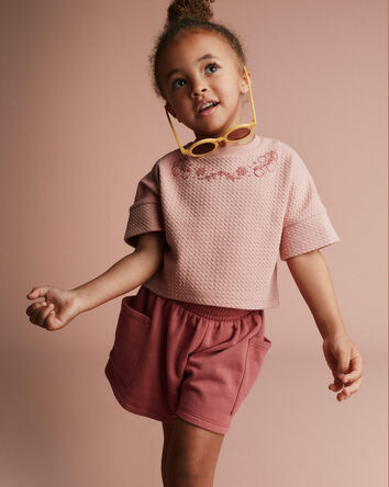 Toddler Girl Swing Short with Pockets - Rose, 