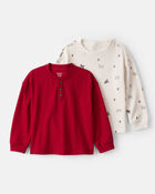 Toddler Boy 2-Pack Long-Sleeve T-Shirts - White/Red, image 1 of 4 slides