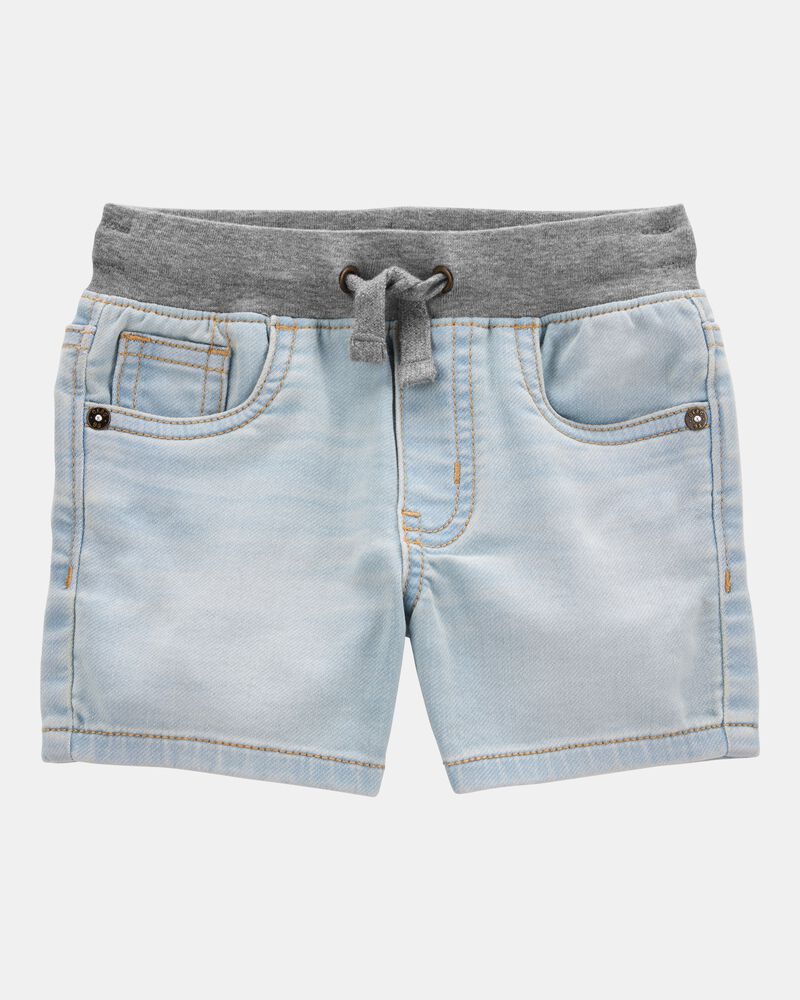 Toddler Pull-On Denim Shorts - Light Blue Wash, image 1 of 7 slides