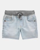 Toddler Pull-On Denim Shorts - Light Blue Wash, image 1 of 7 slides