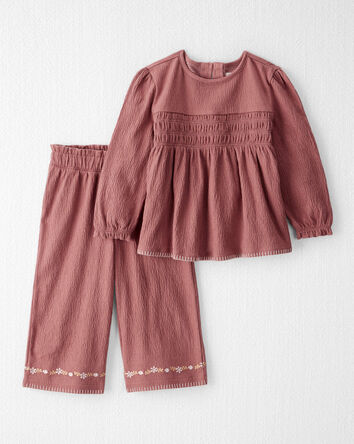 Toddler Girl 2-Piece Organic Cotton Crinkled Knit Set, 