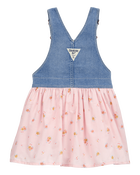 Baby Floral Stretch Denim Jumper Dress - Pink, image 2 of 5 slides