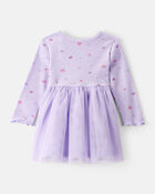 Baby Girl Heart Print Long-Sleeve Dress - Purple, image 2 of 5 slides