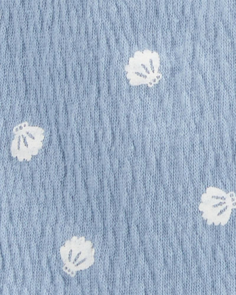Baby Girl 3-Piece Shell Print Outfit Set - Blue/White, image 4 of 5 slides