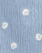 Baby Girl 3-Piece Shell Print Outfit Set - Blue/White, image 4 of 5 slides