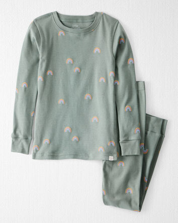 Kid Organic Cotton Pajamas in Magical Rainbow Print, 