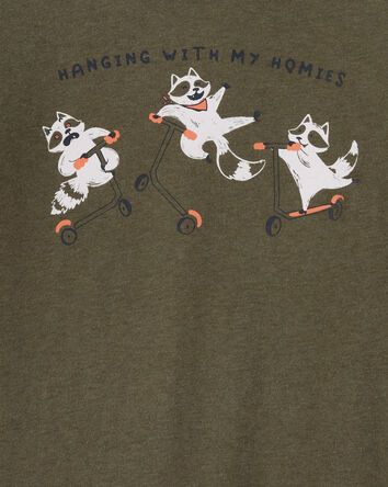 Toddler Boy Raccoon Long-Sleeve Graphic Tee - Green, 