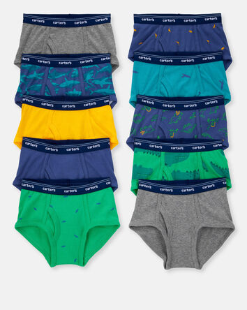 Boys 10-Pack Dinosaur Print Brief Underwear, 