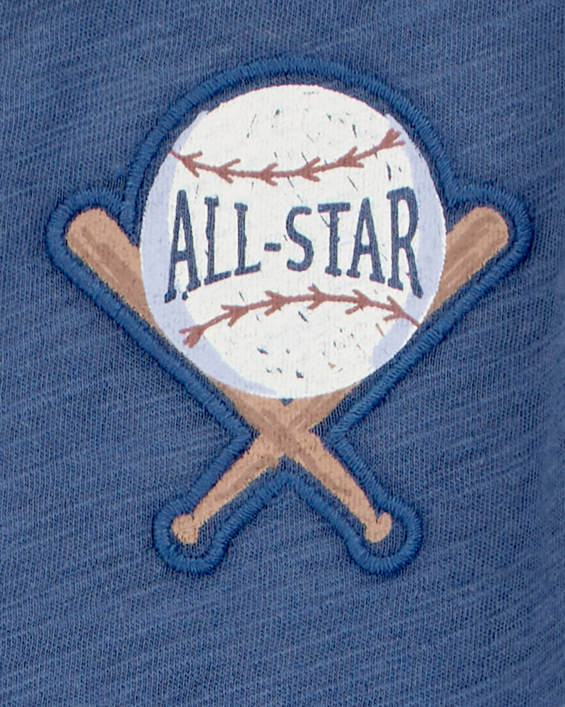 Toddler All-Star Baseball Button-Down Vintage Tee - Navy, image 2 of 3 slides