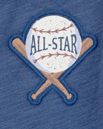 Toddler All-Star Baseball Button-Down Vintage Tee - Navy, 