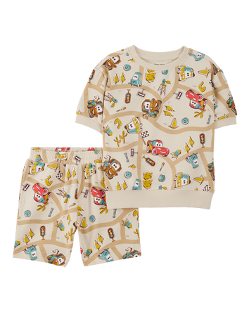 Baby 2-Piece Cars French Terry Outfit Set - Brown, 