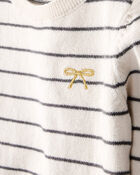 Baby Girl Bow Striped Long-Sleeve Tee & Pant Set - White/Grey, image 2 of 5 slides
