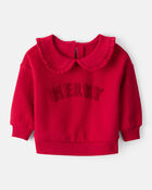 Baby Girl Fleece Christmas Merry Long-Sleeve Pullover Sweatshirt - Red, image 1 of 4 slides