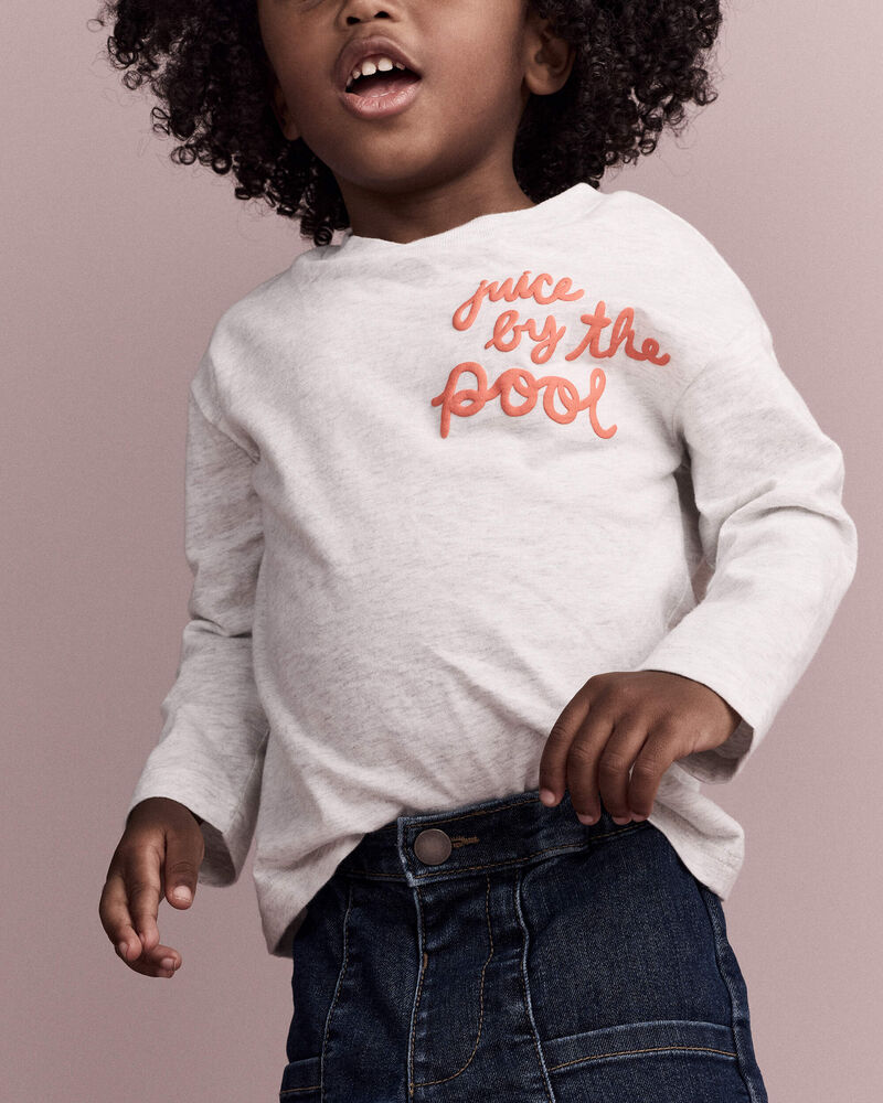 Toddler 'Juice By The Pool' Long-Sleeve Relaxed Graphic Tee - Heather Grey, image 1 of 6 slides