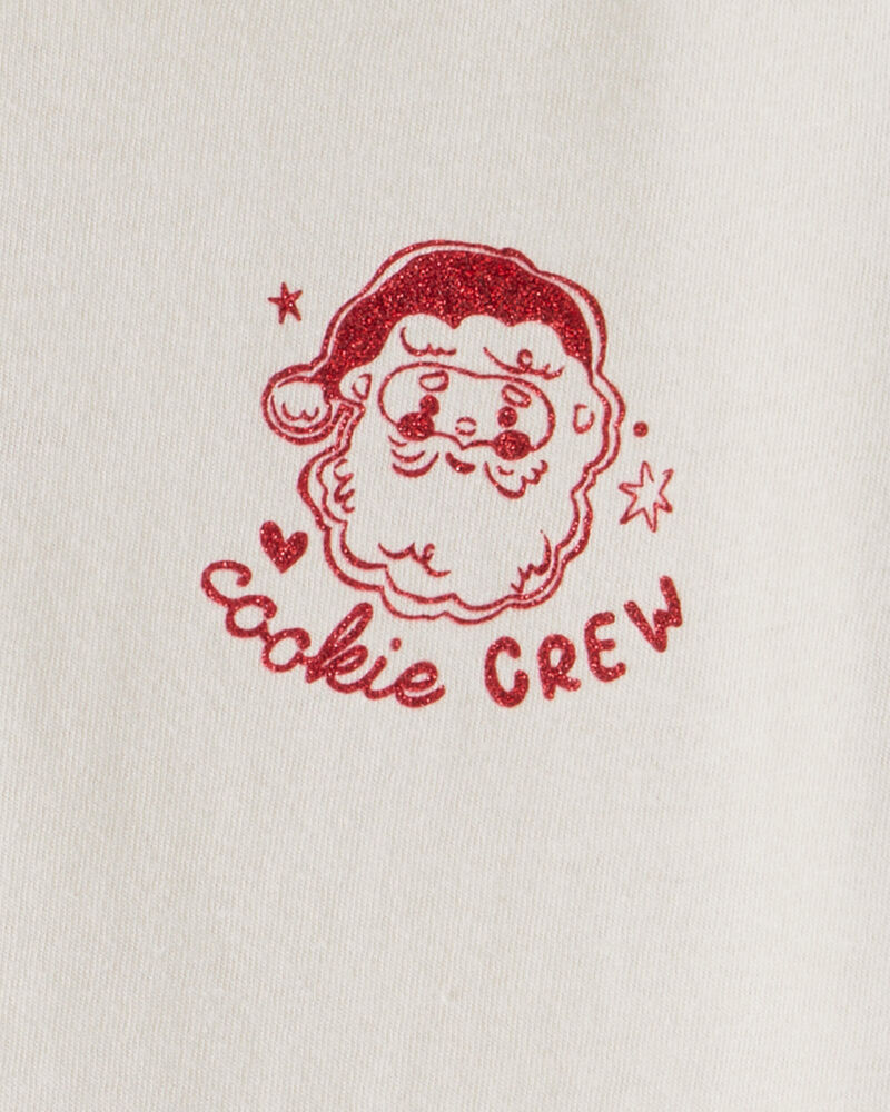 Toddler Girl Christmas Santa Cookie Crew Long-Sleeve Graphic Tee - Cream, image 3 of 5 slides