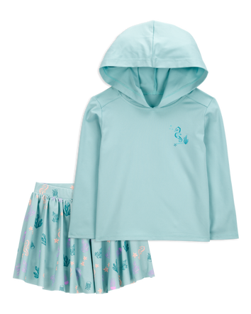 Toddler 2-Piece UPF 50+ Sun Protection Moisture Wicking Active Pullover & Skort Set - Blue
, 