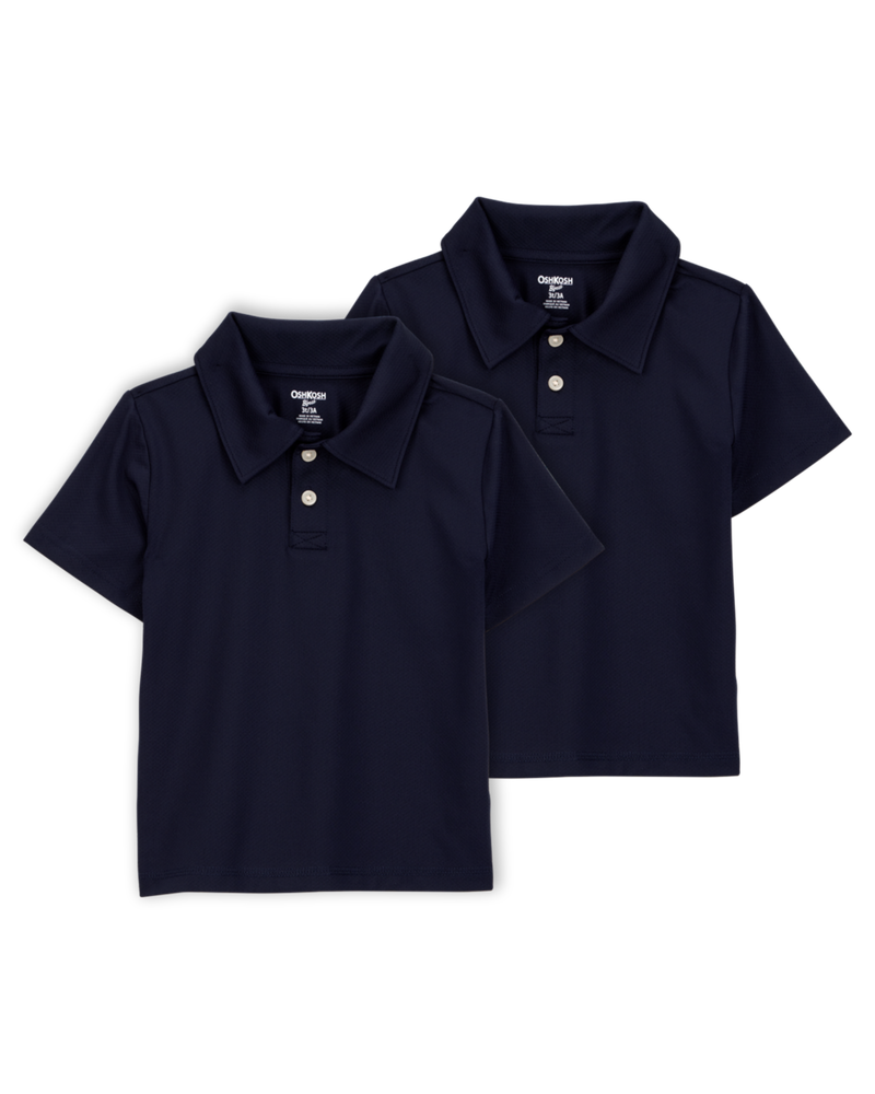Toddler 2-Pack Active Uniform Polo Shirts in Moisture Wicking BeCool&trade; Fabric - Navy, image 1 of 4 slides