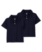 Toddler 2-Pack Active Uniform Polo Shirts in Moisture Wicking BeCool&trade; Fabric - Navy, image 1 of 4 slides