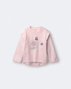Toddler Girl Skiing Squish Long-Sleeve Top - Light Pink, image 2 of 6 slides