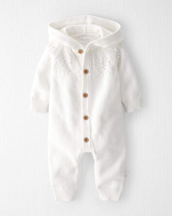 Baby Organic Cotton Sweater Knit Pointelle Jumpsuit, 