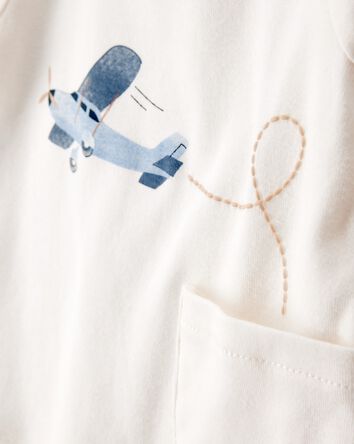 Baby 4-Piece Airplane Print Outfit Set - Blue, 