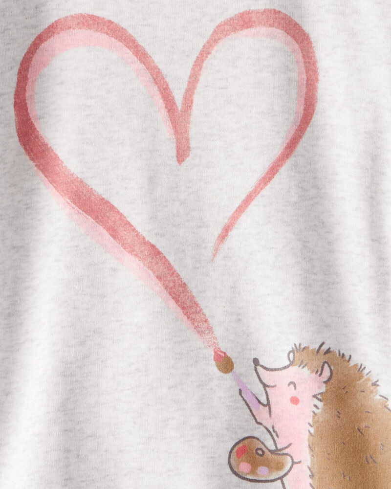 Baby Girl Hedgehog Print Cotton Long-Sleeve 4-Piece Pajamas - Pink/Brown, image 2 of 4 slides